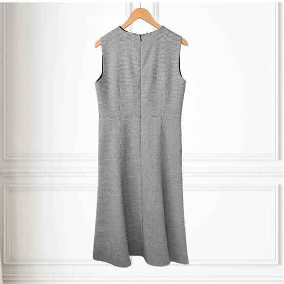 ANN TAYLOR Houndstooth Sleeveless A-line Midi Dress Size 8 Black & White - Picture 7 of 7